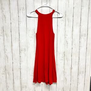 Express Dress Women Size XS Berry Red Sleeveless Halter Fit Flare Swing Mini